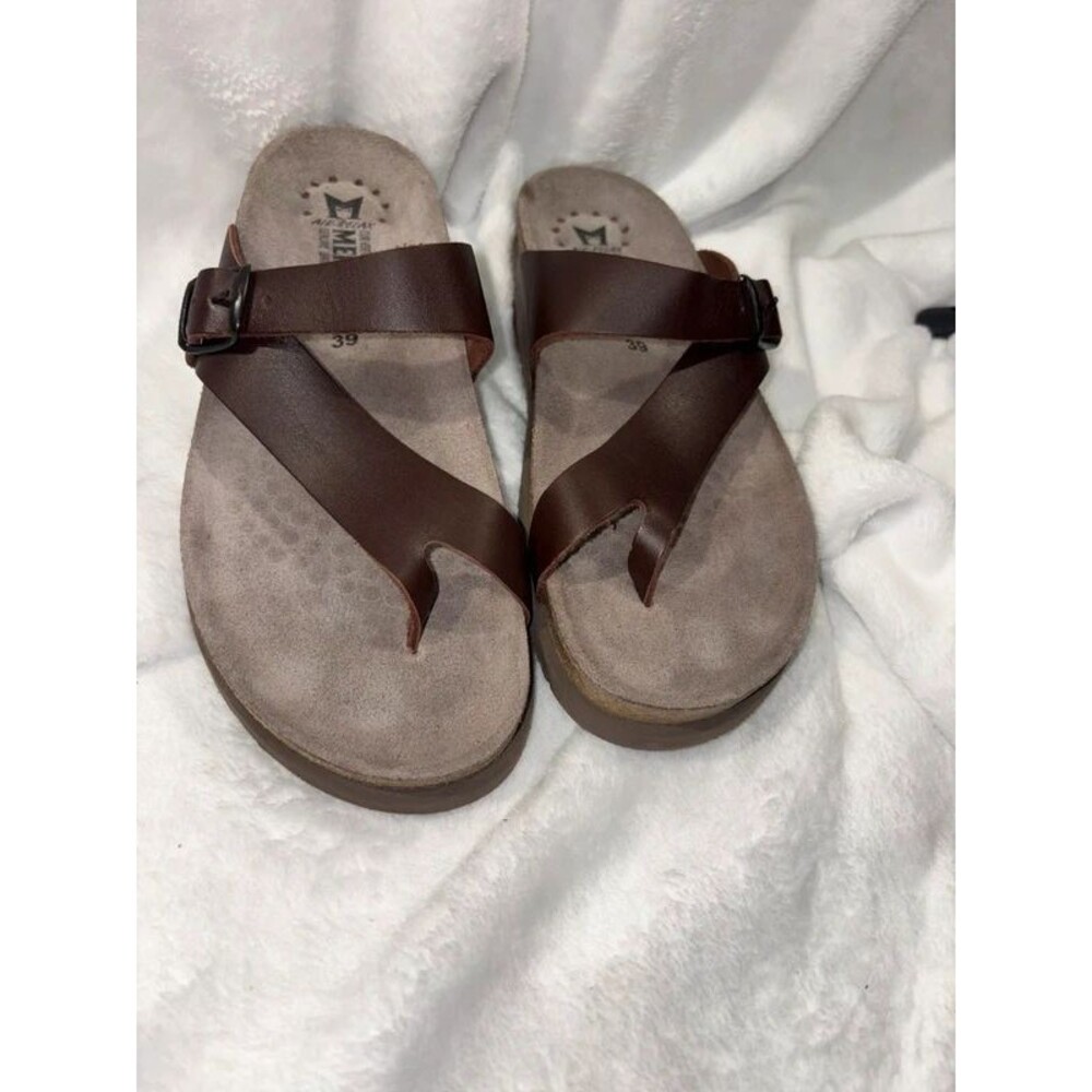 New Mephisto Helen Brown Leather Sandals Sz 39